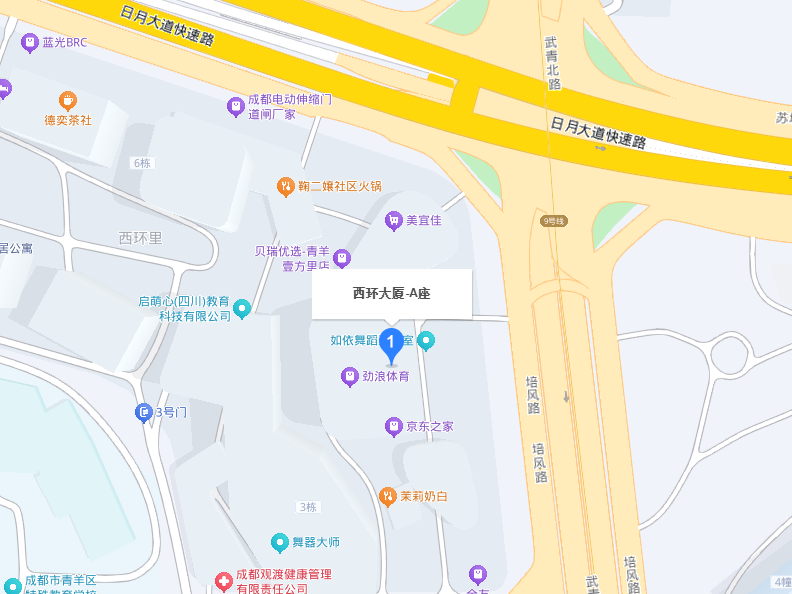公司位置地图 - 成都市青羊区日月大道一段889号西环大厦A座302